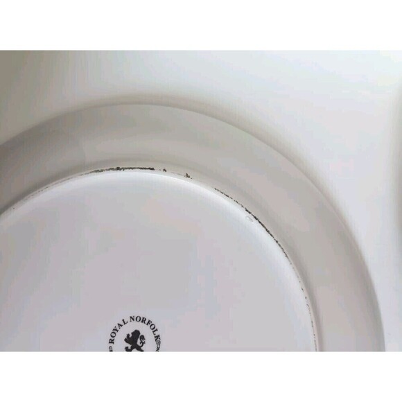 Royal Norfolk Dinner Plates Black White Optical Swirl SET OF 2 Round  10 1/2" - Picture 6 of 6